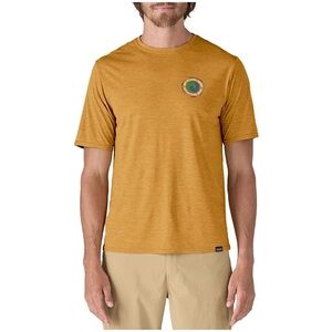Patagonia Men’s Tee Capilene Cool Daily Graphic Logo Shirt Mustard Size XS